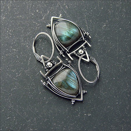 Vintage Greenish Stone Earrings