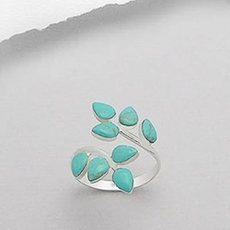 Vintage Turquoise Leaf Ring