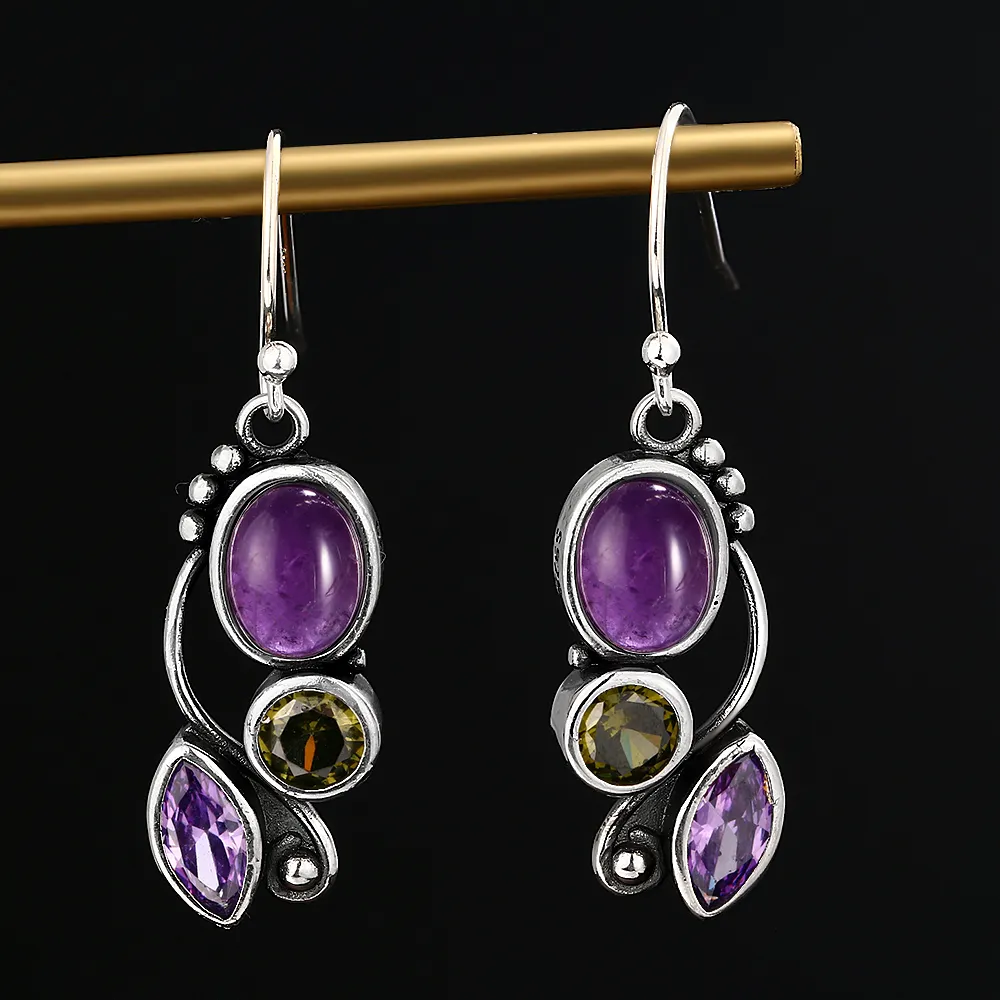 Vintage Purple Crystal Earrings