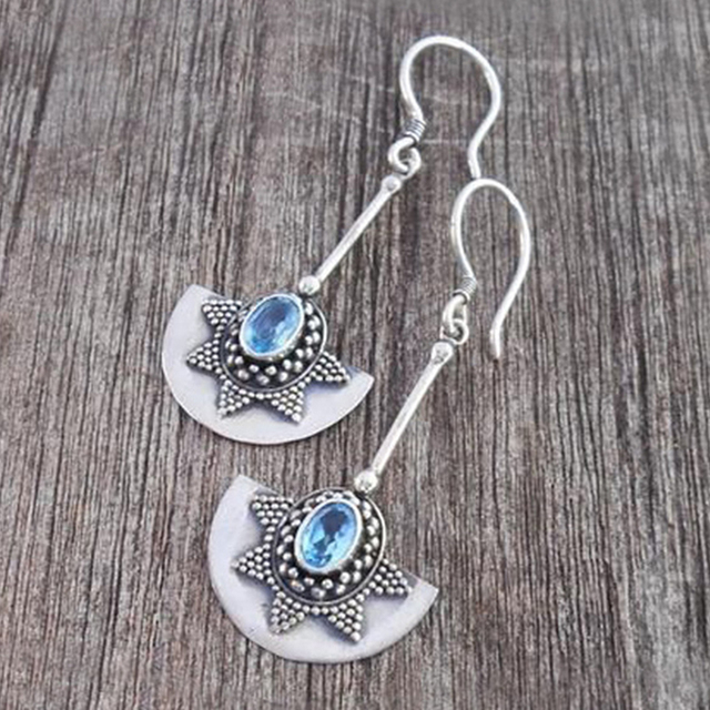 Vintage Blue Crystal Earrings