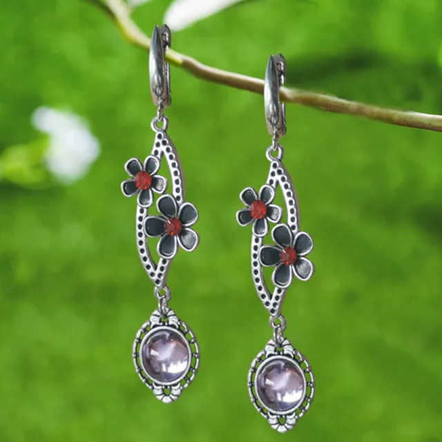 Vintage Flower Crystal Earrings