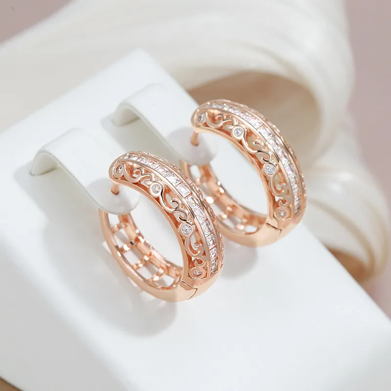 Golden Zirconia Hoop Earrings