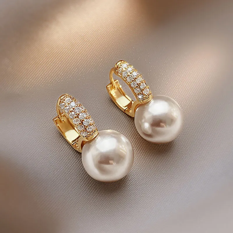 Golden Elegant Pearl Earrings