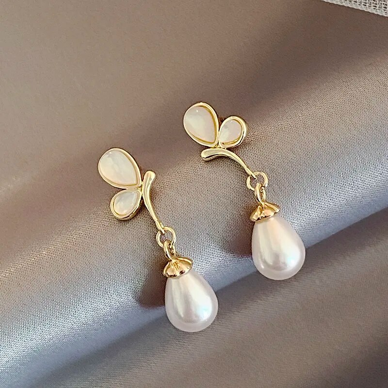 Elegant White Pearl Earrings