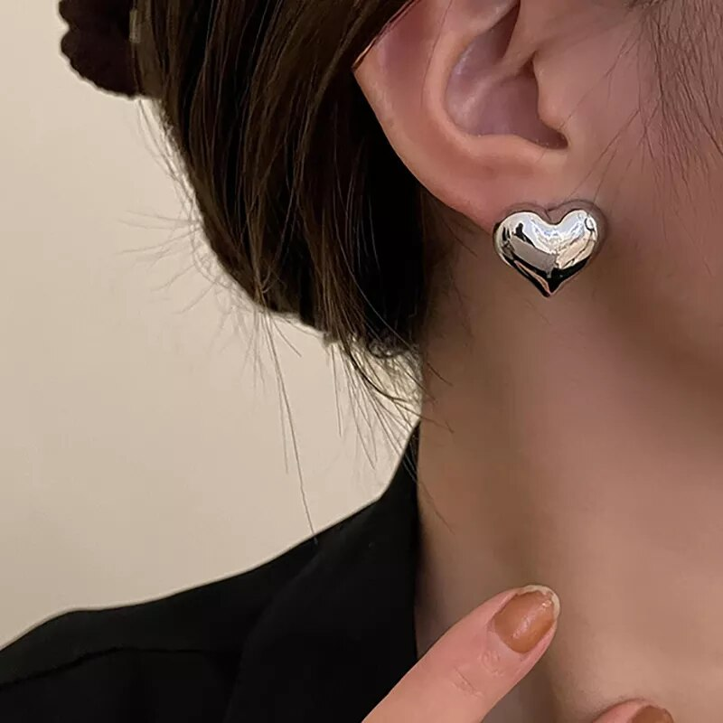 Vintage Silver Heart Earrings