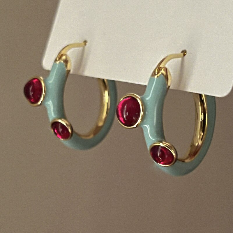 Vintage Red Zirconia Earrings