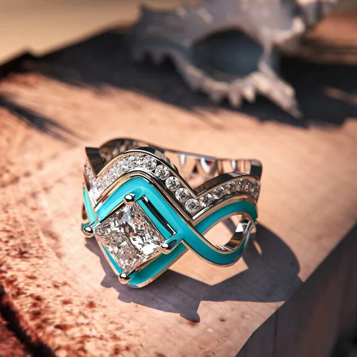 Vintage Turquoise Zirconia Ring