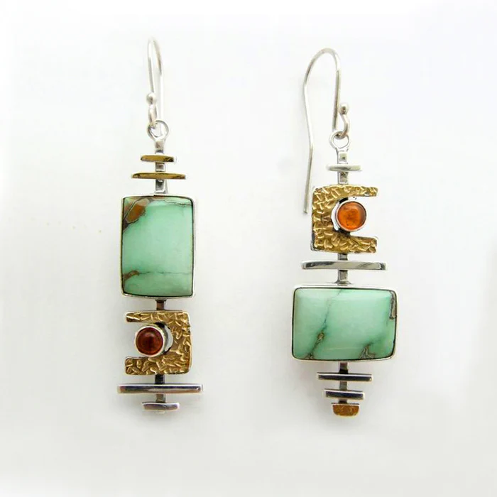 Vintage Green Old Stone Earrings