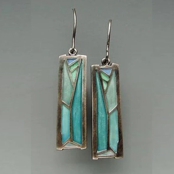 Vintage Blue Inlaid Stone Earrings