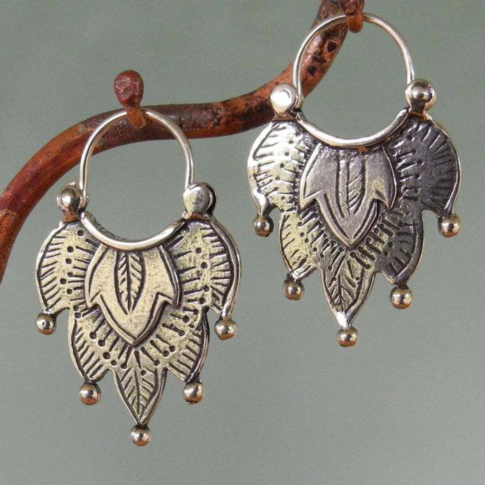 Vintage Silver Leaf Earrings