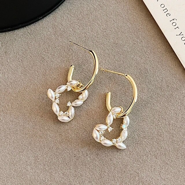 Elegant White Hollow Heart Earrings