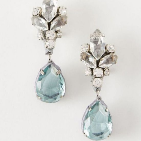 Elegant Blue Crystal Silver Earrings