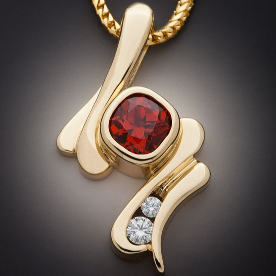 Elegant Red Zirconia Golden Necklace