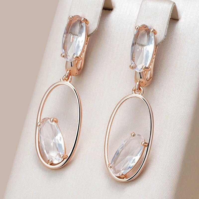 Elegant White Crystal Hollow Earrings