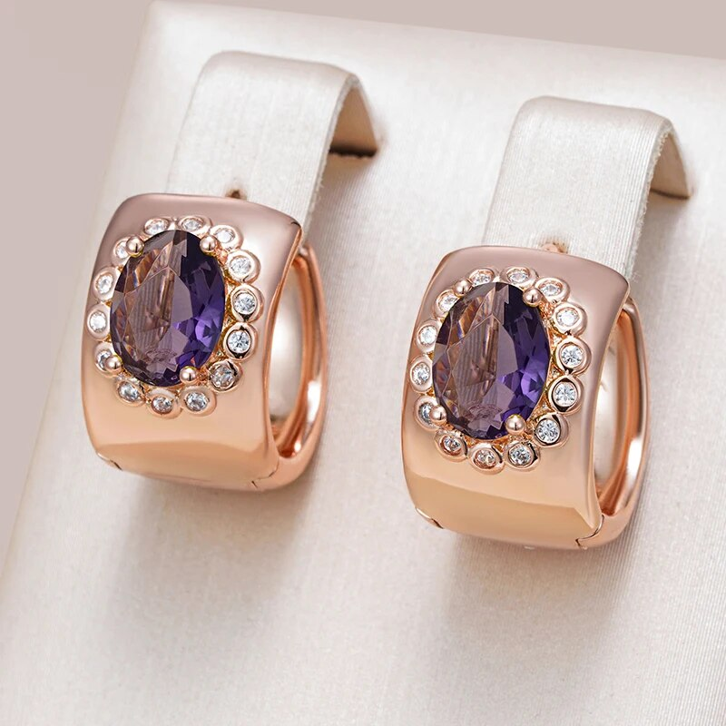 Elegant Purple Crystal Bright Earrings