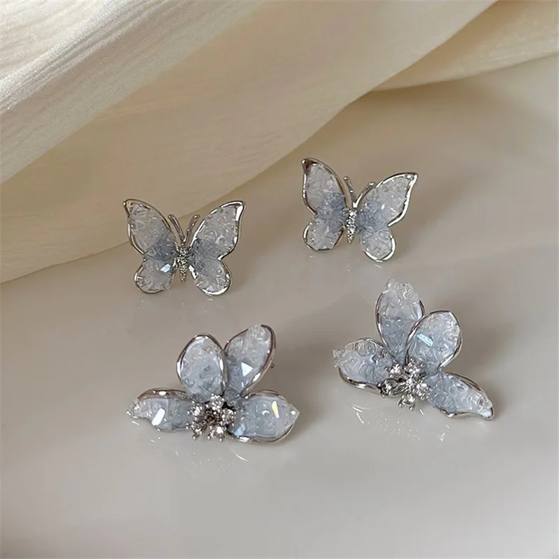 Elegant Bright Crystal Butterfly Earrings