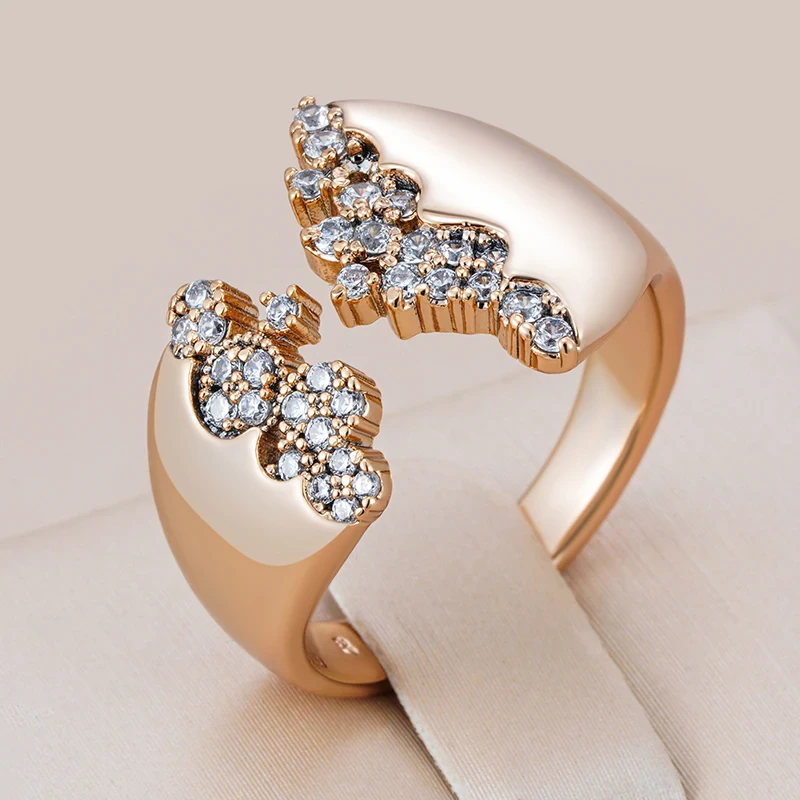 Elegant Golden Open Zirconia Ring