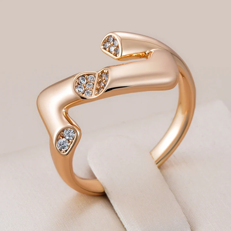 Elegant Open Zirconia Golden Ring