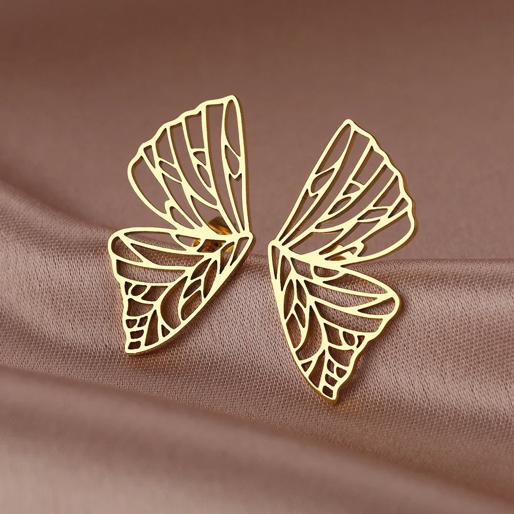 Golden Hollow Wings Earrings