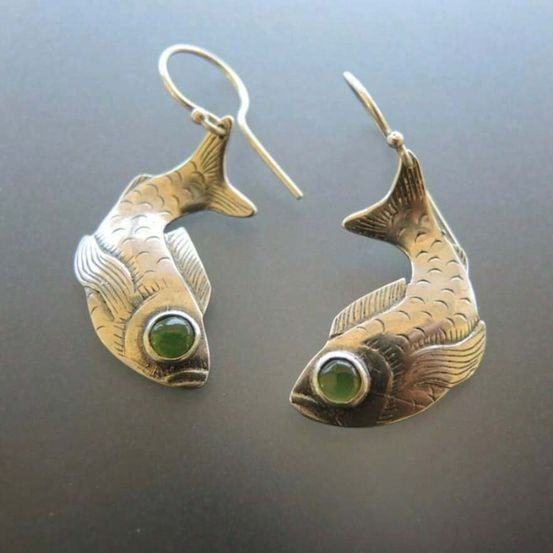 Vintage Silver Koi Earrings