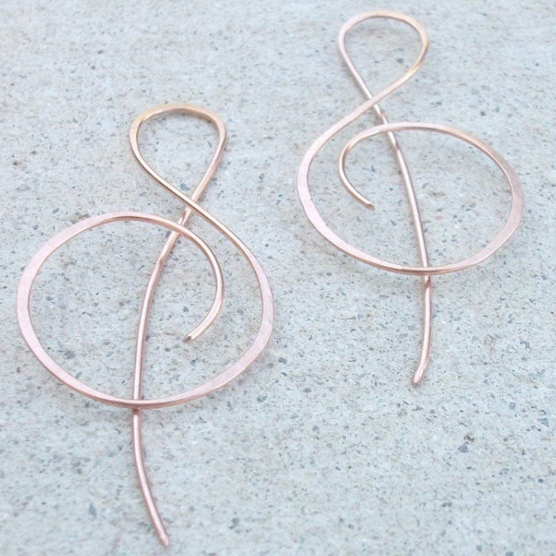 Vintage Rose Gold Clef Earrings