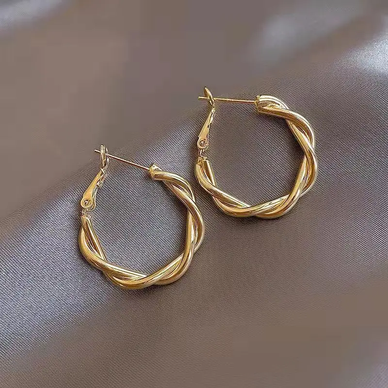 Elegant Braided Golden Earrings