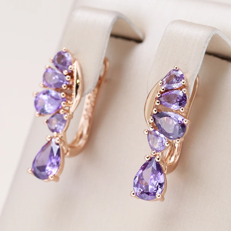 Elegant Purple Zirconia Earrings