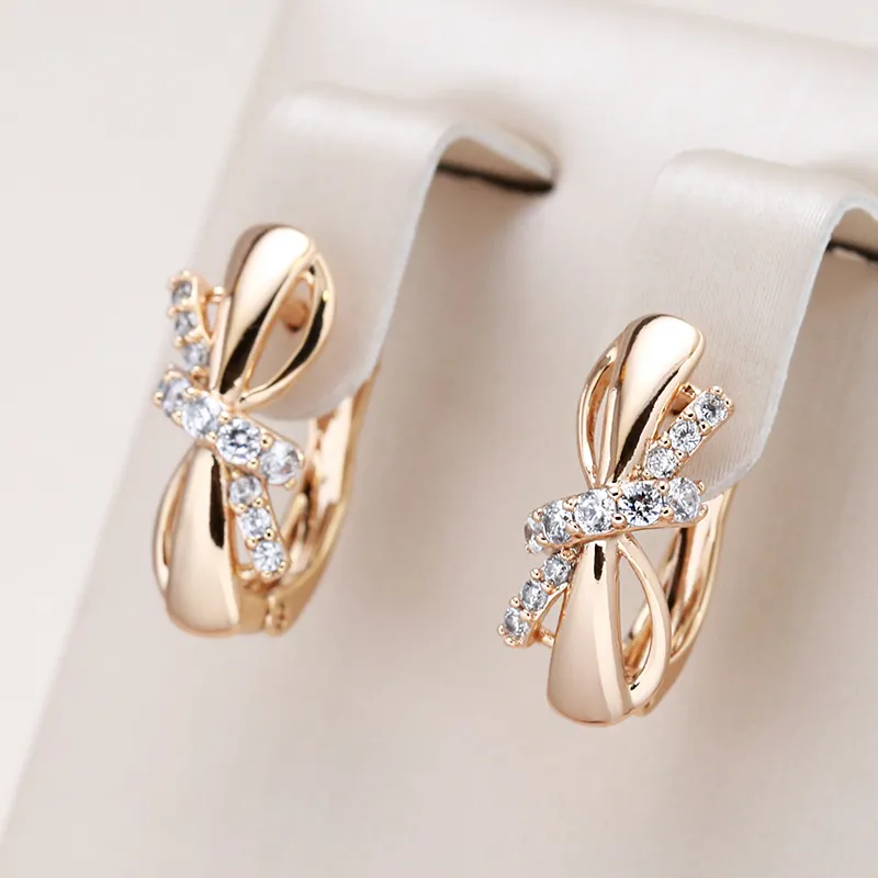 Elegant Bright Bow Golden Earrings