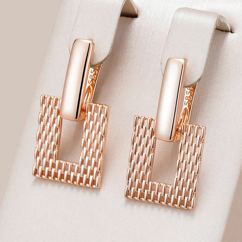 Golden Elegant Square Earrings